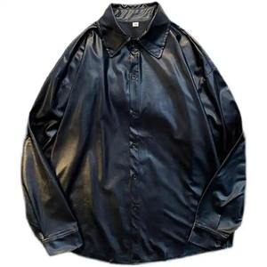 Wholesale Full Sleeves <b>Women's</b> PU Leather Shirts Premium Real Leather Shirt Manufacturer Windproof OEM <b>Woman</b> Shirts - Product Image 1