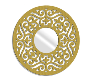Miroir décoratif en fer orné FLORENCE, décoration murale ronde ajourée écologique par Raayan International - Product Image 1