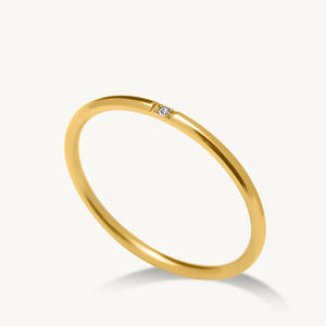 Vente en gros Diamant de laboratoire Minimaliste 1mm Rond 18K Solid Gold Finger Ring Lisse Thin Stacking Ring Délicate Single Stone Ring - Product Image 1