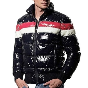 Chaqueta de invierno acolchada de algodón acolchada impermeable personalizada para hombre, cuello levantado con capucha y logotipo frontal, ropa de calle cálida - Product Image 1