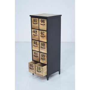 Cofre de almacenamiento de madera de mango extensible de estilo Industrial Vintage, marco de hierro de varios cajones para Villa, taller, escuela, sala de estar, uso - Product Image 2