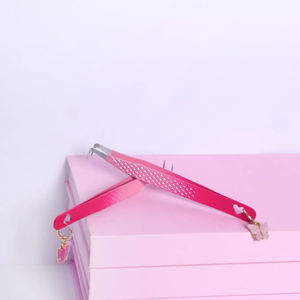 Pince à épiler professionnelle à pointe de fibre en or rose nu pour l'extension de cils nouveauté matériel en acier inoxydable - Product Image 2