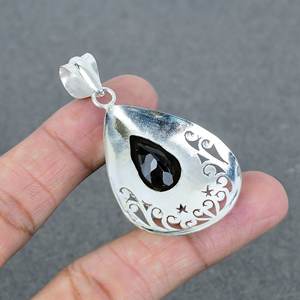 จี้ทองเหลืองชุบเงินบริสุทธิ์925ขายดีที่สุดจี้อัญมณีสีดำนิลจี้มินิมอลเครื่องประดับชั้นดีที่ละเอียดอ่อน - Product Image 4