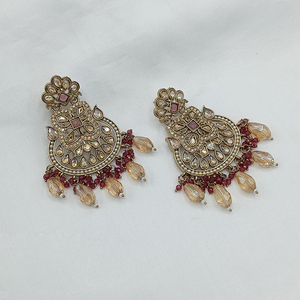 ต่างหูห้อยคริสตัลและลูกปัดชุบทองแนวชนเผ่าทันสมัยเครื่องประดับที่โดดเด่นสำหรับงานแต่งงานและงานรื่นเริง - Product Image 1