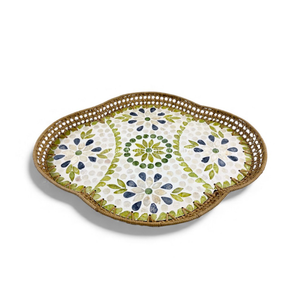 Plateau en nacre avec bord en rotin pour servir les aliments, la présentation de table et la décoration de la maison en provenance du Vietnam - Product Image 1