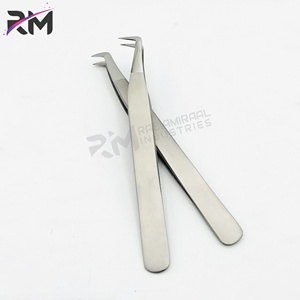 RMI Silver Shin Tip And Water Sand Grip Pince à épiler simple Produit de haute qualité Pince à épiler d'extension de cils Pointe à 90/65 degrés - Product Image 3