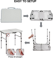 Table de camping pliante Portable Table pliante d'extérieur Table utilitaire pliante en aluminium Hauteur réglable Léger pour pique-nique