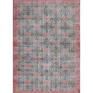 Alfombra de Lana Azul Vintage Hecha a Mano para el Hogar, para Sala de Estar, Pasillo, Dormitorio Juvenil, con Medallón Abstracto Rectangular - Product Image 1