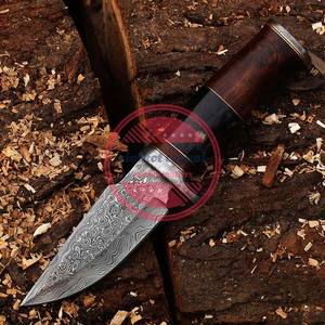 Couteau Bowie en acier damas à haute teneur en carbone manche en bois couteaux de camping de chasse de survie en plein air - Product Image 3