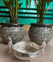Cuenco de Metal chapado Urli de pavo real tallado en plata alemana tradicional moderna para decoración del hogar, decoración de fiesta, Idea de regalo Diwali