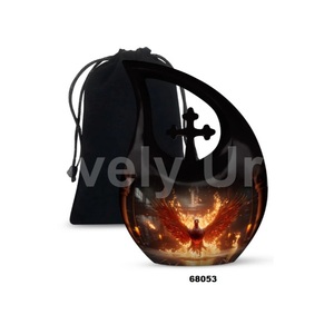 Urna de cremación de pájaro Fénix con gota de lágrima de Cruz Negra para cenizas humanas adultas urna funeraria de recuerdo con bolsa de terciopelo gratis - Product Image 3