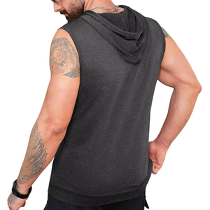 Men's <b>Sleeveless</b> <b>Hoodie</b> Workout Shirt Gym Tank Top Athletic Fitness Wear Quick Dry Sportswear OEM Wholesale - Product Image 6