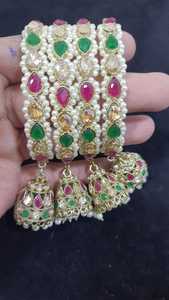 Luxury Embroidery Work <b>Bangles</b> for Women Handmade Designer Jewelry for Brides Festive Wear & Gifting from India - Product Image 2