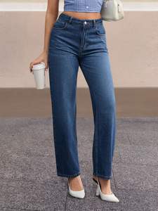 Mujer Y2K Casual Straight-Leg Denim High-Rise/Mid-Waist/Low-rise Light/Dark Wash Cómodo Transpirable Loose Fit Jeans - Product Image 2