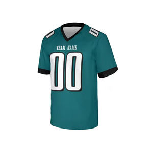 Maillot de football américain personnalisé en gros, impression intégrale, manches courtes, maille respirante de haute qualité, coupe ample pour hommes - Product Image 1