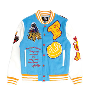 2025 veste en cuir Varsity hommes Letterman Baseball laine noire véritable veste à manches en cuir noir - Product Image 1