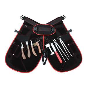 ชุดอุปกรณ์ตัดแต่งกีบม้าแบบมืออาชีพ ผ้ากันเปื้อนหนัง มีดตัดกีบสองด้าน คีมตัดกีบแบบห่วง ที่ขัดเหล็ก แปรงลวด ทำความสะอาดสิ่งสกปรก - Product Image 4