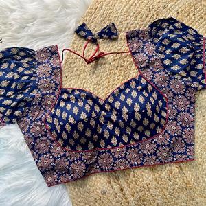 Exportation indienne qualité belle tenue tendance fantaisie pur Ajrakh coton Blouse avec broderie travail fabricant de Surat - Product Image 1