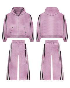 Nouveautés Hommes 100% Coton Jogger Ensembles Deux Pièces Ensemble Zip up Automne Hiver Solide Personnalisé Polaire Survêtement Hommes - Product Image 1