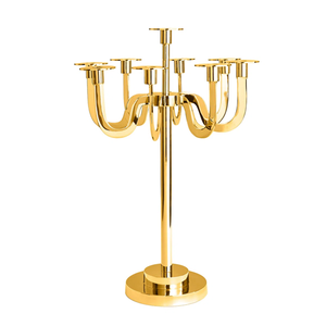 Bougeoir en métal doré moderne, support unique pour bougie, pour mariage, restaurant, artisanat, décorations pour la maison - Product Image 2