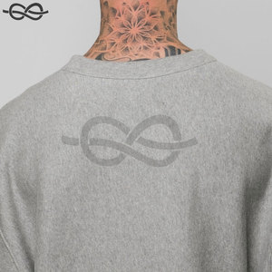 เสื้อสเวตเชิ้ตคอกลมแขนยาวคอวีแบบกว้างเสื้อสเวตเตอร์ผ้าฝ้ายแต่งขอบแบบเรียบ - Product Image 2