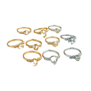 Trendy Gold and Silver Plated Wire Wrapped Heart Design Fashion <b>Rings</b> for Resale - Product Image 2