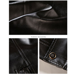 Chaqueta de cuero con estilo para hombre de alta calidad de estilo informal Chaqueta de cuero para hombre a prueba de viento de mejor diseño transpirable Color negro sólido - Product Image 6
