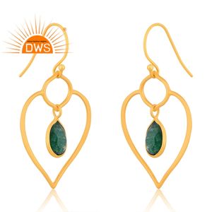 Best Selling Sterling Silver 18K Gold Plated <b>Green</b> Aventurine Quartz Gemstone Heart Shape Earring Demi Fine Jewelry Manufacturer - Product Image 2