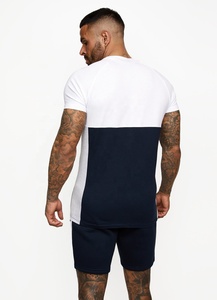 Chándal de verano para hombre, ropa de color azul marino y blanco, con logotipo personalizado, ajustado - Product Image 3