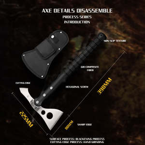 Haches Viking multifonctionnelles à double lame en acier à haute teneur en carbone, outils de survie pour le camping et la chasse en plein air, manche en bois naturel - Product Image 2