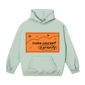 Soyez un Prioritaire : Sweat à Capuche Unisexe Oversize en Coton French Terry Décontracté pour l'Automne, Streetwear avec Logo Imprimé sur le Devant - Product Image 5