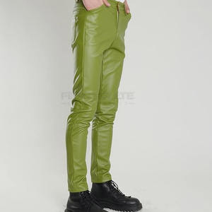 Pantalones de cuero ajustados a la moda para hombre, ropa informal, pantalones de cuero originales de la mejor calidad para hombre - Product Image 5