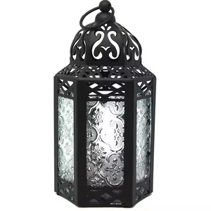 Linterna de vela de hierro y vidrio vintage de Decor Impex hecha a mano para decoración del hogar para Navidad y Pascua - Product Image 2