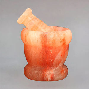 Sel de l'Himalaya naturel de haute qualité sculpté outil de cuisine élégant mortier pilon ensemble pour le broyage d'herbes et d'épices ou la décoration de la maison - Product Image 5