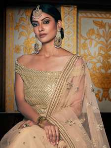 Lehenga traditionnel en coton et soie, imprimé, avec bordure en dentelle, séchage rapide, style pakistanais, tenue de mariage pour femmes, idéal pour les demoiselles d'honneur - Product Image 3