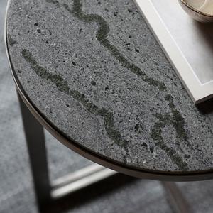 Mesa auxiliar de metal redonda elegante y moderna con tapa de mármol, muebles de sala de estar elegantes para decoración funcional de dormitorio u oficina - Product Image 4