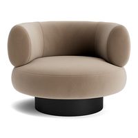 Fauteuil rond moderne avec revêtement en tissu et base en métal pour salon, style contemporain, chaise de détente