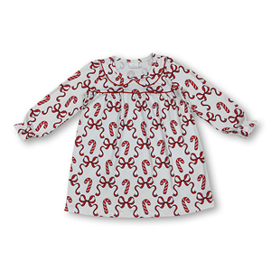 OEM/ODM/RTS Vestidos navideños de manga larga con lazo rojo y diseño de bastón de caramelo para niñas, ropa de bebé, ropa infantil, ropa para niños - Product Image 3