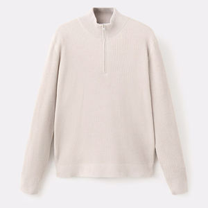 Suéter Jacquard con Cuello Redondo, Cierre de Cremallera, Manga Larga, Informal, Cárdigan de Punto para Mujer, Otoño - Product Image 1