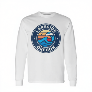 T-shirt a maniche lunghe Lakeside Oregon Vintage Nautical Waves - Product Image 2