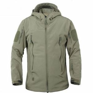 Chaqueta de Invierno Casual para Hombre, Talla Grande, de Softshell, con Forro de Piel de Oveja, Impermeable, con Capucha, Cremallera, Transpirable, Cortavientos, Tejida - Product Image 1