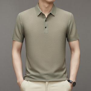 เสื้อเชิ้ตโปโลผู้ชายปลายสูงฤดูร้อนเสื้อโปโลสีทึบพิมพ์ลายโพลีเอสเตอร์ - Product Image 3