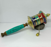 Roue de prière tibétaine religieuse, fabriquée au Népal, en laiton, technique de sculpture, impression numérique 2 couleurs, pour les fêtes bouddhistes