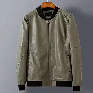 LR para hombre 100% chaqueta de piel de cordero genuina bombardero con cremallera desgastada con decoración bordada para motociclismo de invierno - Product Image 5