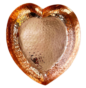 Plato Redondo en Forma de Corazón para Servir de Forma Segura, Vajilla de Mesa, Diseño Moderno, Alta Calidad, Cobre, Metal, Hecho a Mano para Bodas - Product Image 2