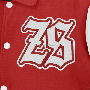 Veste universitaire de haute qualité 350 GSM laine mélangée tissu corps rouge manches blanches Logo brodé personnalisé veste universitaire pour homme - Product Image 6