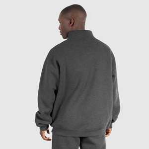 Men's Organic Cotton Oversize Half-Zip Hoodie Custom <b>Mock</b> <b>Neck</b> Pullover Thermal Sweatshirt <b>Top</b> For Winter Season Sweatshirt Men - Product Image 3
