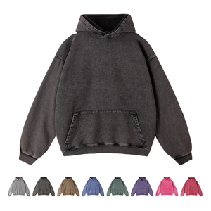 Sudaderas con capucha en escabeche Vintage Unisex 100% algodón ropa de calle pesada de gran tamaño con patrón de estampado de hombro caído ladrillo caliente - Product Image 5