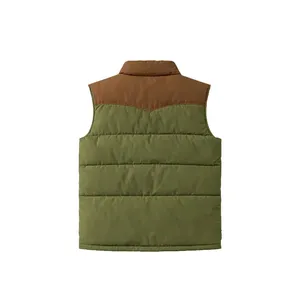 Premium Sleeveless Two-Tone <b>Brown</b> & Green Puffer Workwear <b>Vest</b> - Product Image 3