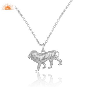 Collier pendentif lion en argent sterling 925 de haute qualité, nouveau design, plaqué rhodium blanc, fabricant de bijoux sur mesure - Product Image 1